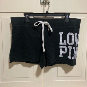 Victoria’s Secret PINK Size L Black Logo Print Sweat Shorts
